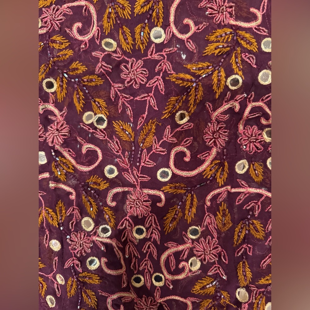 ❤️ NEW ARTISANAL RARE HAND EMBROIDERED BEAUTIFUL SILK SHEER TOP. Size: L - Picture 5 of 11